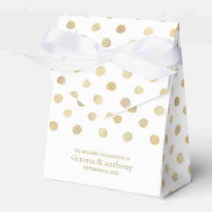 Moderne White & Gold Polka Dots Hochzeit Geschenkschachtel