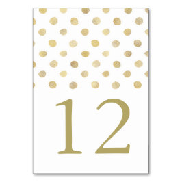 Moderne White & Gold Polka Dots Hochzeit Tischnummer