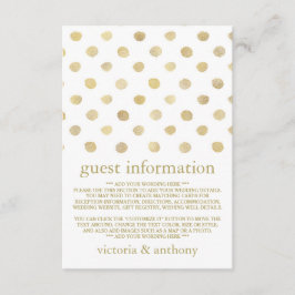 Moderne White & Gold Polka Dots Hochzeitsdetails Begleitkarte