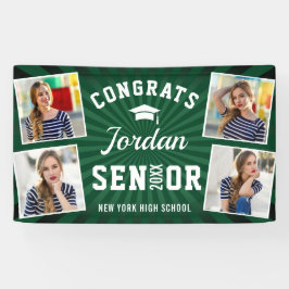 Moderne White Green Abschluss Class 2024 FOTO Banner