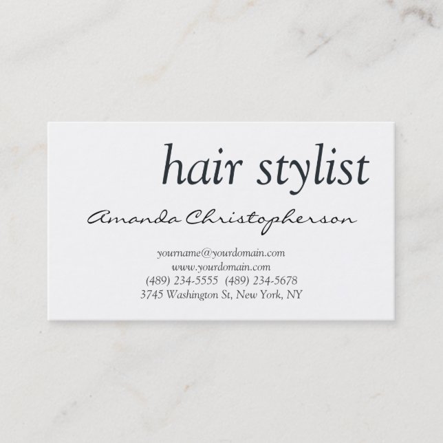 Moderne White Hair Stylist Attraktive Visitenkarte (Vorderseite)