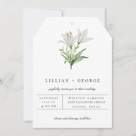 Moderne White Lily Floral Bouquet Wedding Ankündigung