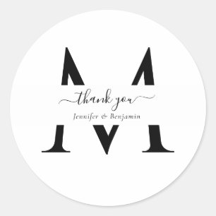 Moderne White Monogram Gastgeschenk Hochzeit Viele Runder Aufkleber