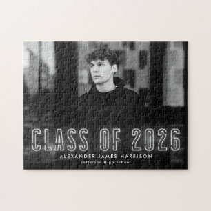 Moderne White Neon Class 2025 Abschluss Foto