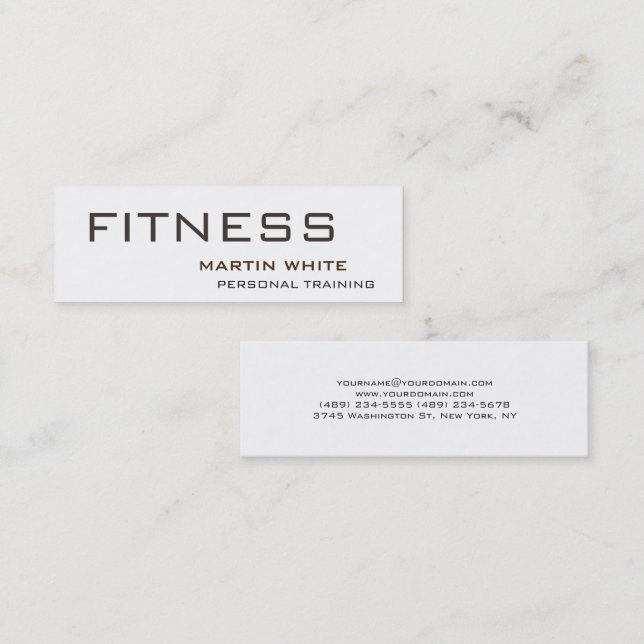 Moderne White Personal Trainer Gym Bodybuilding Mini Visitenkarte (Vorne/Hinten)