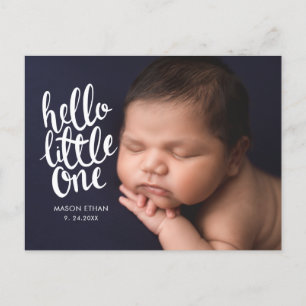 Moderne White Script Calligraphy Birth Ankündigung