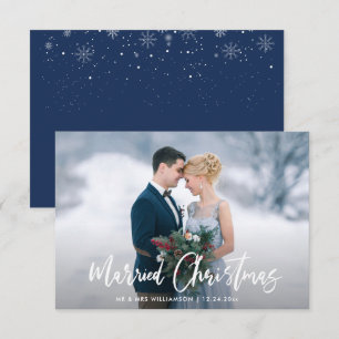 Moderne White Script Holiday Hochzeitserklärung Dankeskarte