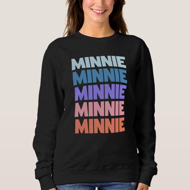 Moderne wiederholte Text Minnie Sweatshirt (Vorderseite)