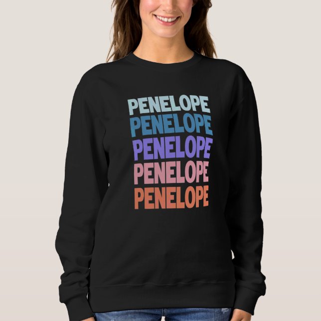 Moderne wiederholte Text Penelope Sweatshirt (Vorderseite)
