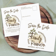 Moderne Wiedersehen Tree Save the Date Postkarte