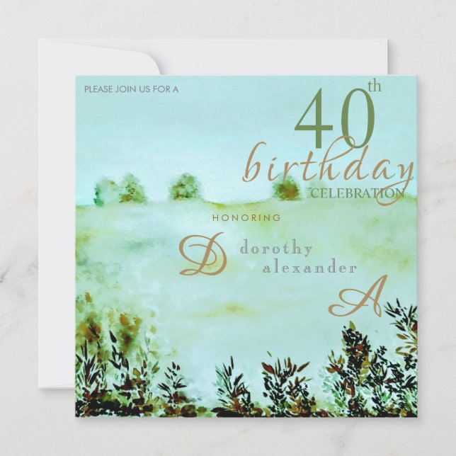 Moderne Wiesen Landschaft am Meer zum Geburtstag Einladung (Vorderseite)