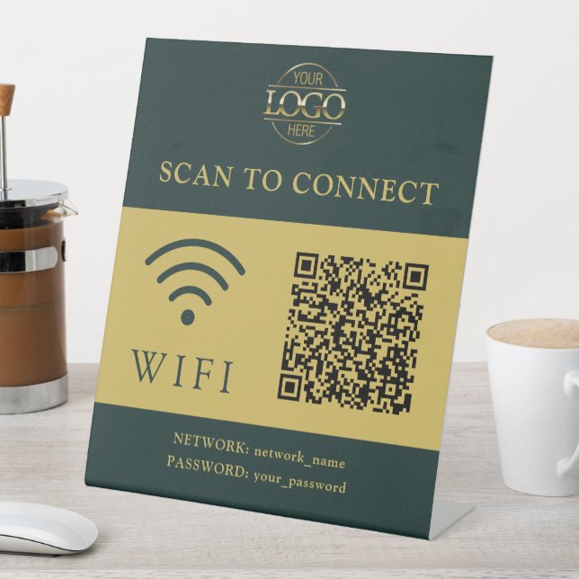 Moderne Wifi-Passwort & Netzwerk | QR-Code-Logo Sockelschild (In Situ)