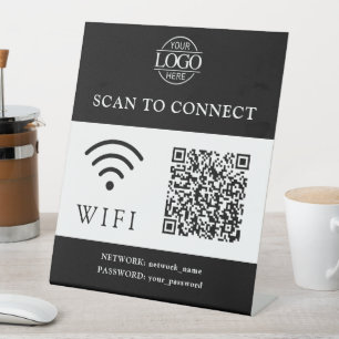 Moderne Wifi-Passwort & Netzwerk QR-Code-Logo Sockelschild