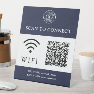 Moderne Wifi-Passwort & Netzwerk   QR-Code-Logo Sockelschild