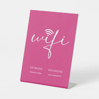 Moderne WiFi-Schrift-Netzwerk-Passwort in Hellrosa Sockelschild