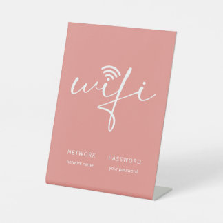 Moderne WiFi-Schrift-Netzwerk-Passwort Korallenros Sockelschild