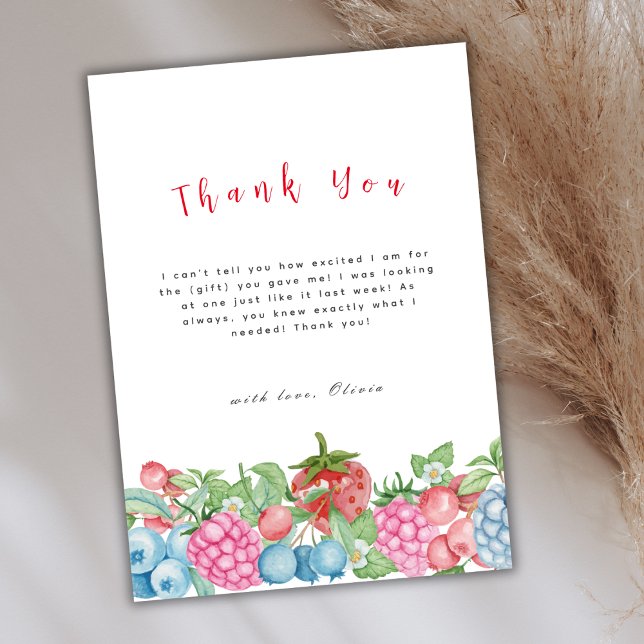 Moderne Wild Berry Sweet Baby Dusche Dankeskarte (Modern Wild Berry Sweet Baby Shower Thank You Card)