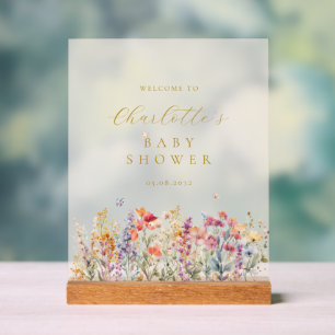 Moderne Wildblume Babydusche Empfang Acrylschild