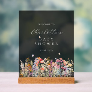 Moderne Wildblume Babydusche Empfang Acrylschild