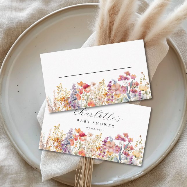 Moderne Wildblume Babydusche Platzkarte (Custom Modern Wildflower Baby Shower Place Card)