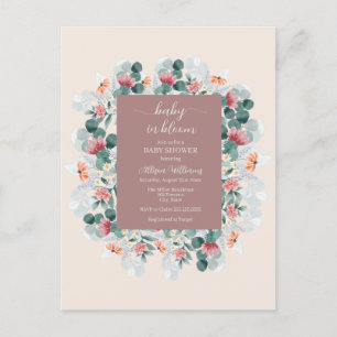 Moderne Wildblume Babydusche Postkarte