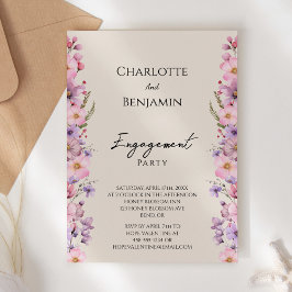 Moderne Wildblume Beige-Engagement-Partei Einladung