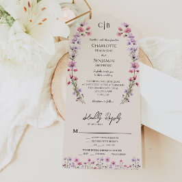 Moderne Wildblume Beige Entree Choice UAWG Wedding All In One Einladung
