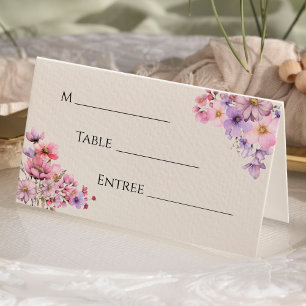 Moderne Wildblume Beige Hochzeitsfeier Platzkarte