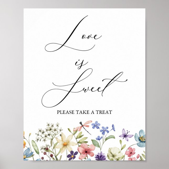 Moderne Wildblume Blumenflora Brautparty Liebe ist Poster (Vorne)