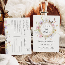 Moderne Wildblume Blumenreath Save the Date