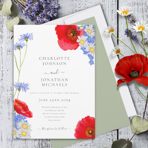 Moderne Wildblume Boho Sage Green Wedding Einladung