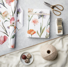 Moderne Wildblume Botanische Flora Geschenkpapier