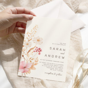 Moderne Wildblume Botanischer Garten Hochzeit Einladung