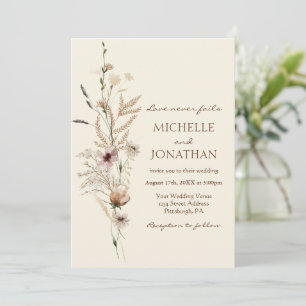 Moderne Wildblume Christliche Bläserblütenhochzeit Einladung