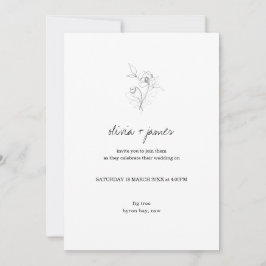 Moderne Wildblume Drehbuch Schriftart Hochzeit Einladung