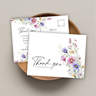Moderne Wildblume Floral Elegante Hochzeit Vielen  Postkarte