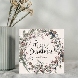 Moderne Wildblume Folienkrieg Weihnachtsschrift Feiertagskarte