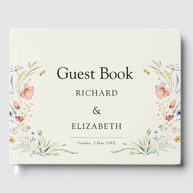Moderne Wildblume Gästebuch (Vorderseite)