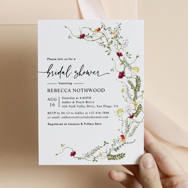 Moderne Wildblume Grüne Botanisches Brautparty Einladung (Von Creator hochgeladen)