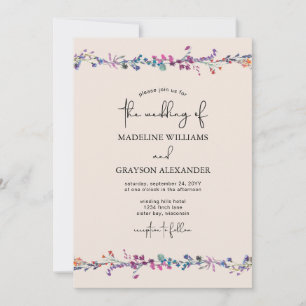 Moderne Wildblume Handschrift-Hochzeit Einladung