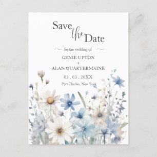 Moderne Wildblume Hochzeit rettet das Datum Postkarte