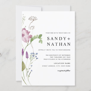 Moderne Wildblume Hochzeitseinladung Einladung
