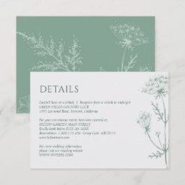 Moderne Wildblume Minimal Sage Green Wedding Begleitkarte