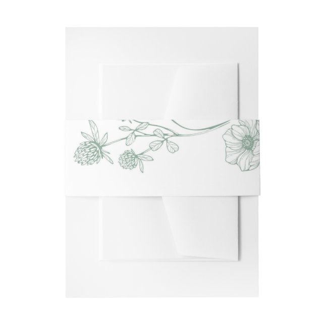 Moderne Wildblume Minimal Sage Green Wedding Einladungsbanderole (Vorderseite Beispiel)