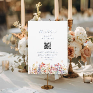 Moderne, Wildblume, QR-Code, Babydusche,