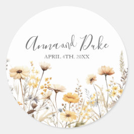 Moderne Wildblume Runder Aufkleber