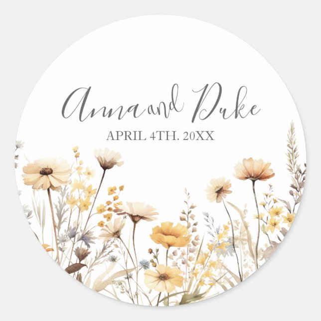 Moderne Wildblume Runder Aufkleber (Vorderseite)