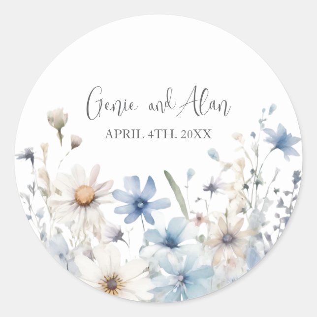 Moderne Wildblume Runder Aufkleber (Vorderseite)