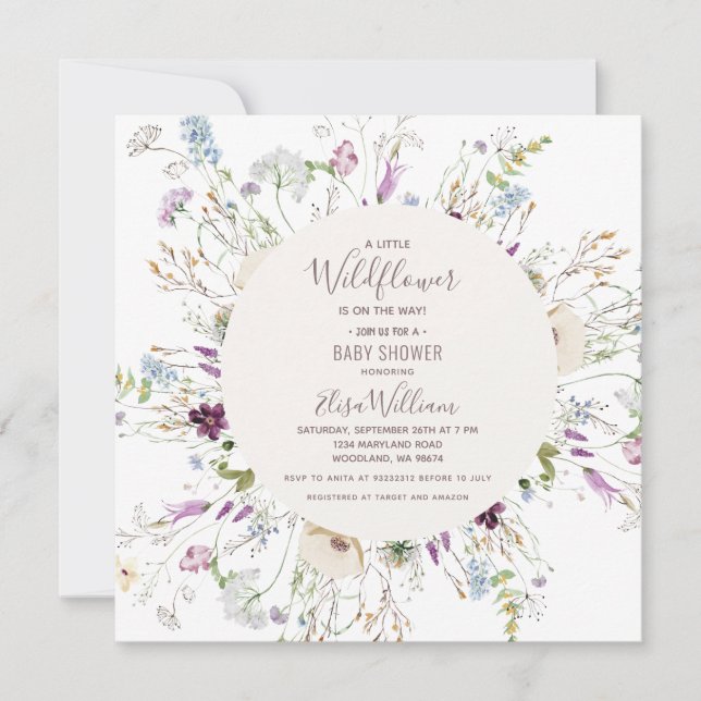 Moderne Wildblume Watercolor Kinderdusche laden ei Einladung (Vorderseite)
