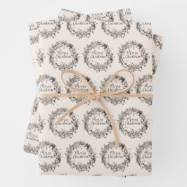 Moderne Wildblume Weihnachtsbild Geschenkpapier Set